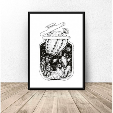 Poster Cactus Balloon in a Jar. Wall Artwork with an Abstract Motif | Scandi Poster