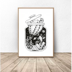Plakat abstrakcyjny "Balon kaktus w słoiku"