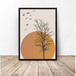 Plakat na ścianę "Drzewo na tle zachodu słońca"