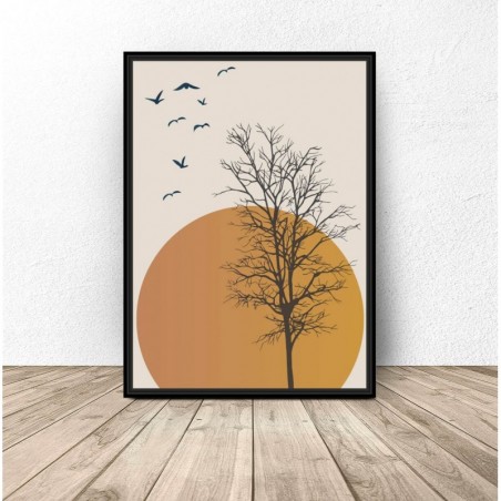 Drzewo na Tle Zachodu Słońca Plakat - Grafika na Ścianę | Scandi Poster