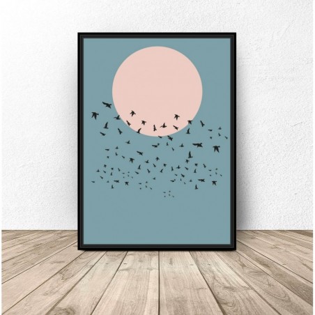 Poster Birds on the Moon Background - Wall Art | Scandi Poster