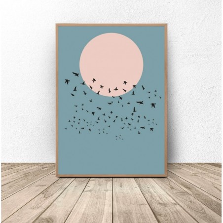 Poster Birds on the Moon Background - Wall Art | Scandi Poster