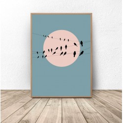 Plakat z ptakami "Księżyc i ptaki"
