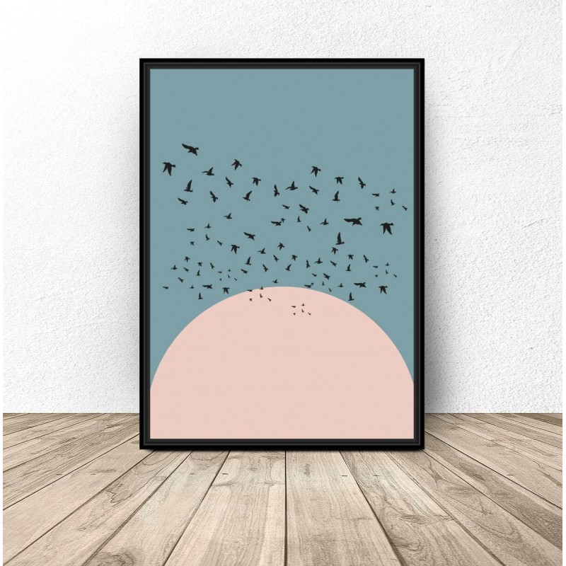 Plakat dekoracyjny Ptaki nad księżycem