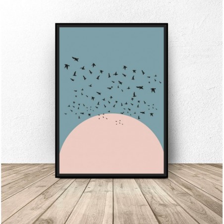 Plakat Ptaki nad Księżycem - Grafika na Ścianę | Scandi Poster