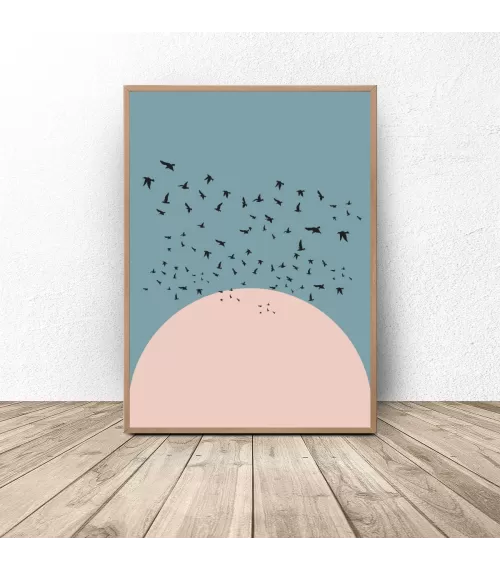 Plakat dekoracyjny "Ptaki nad księżycem"