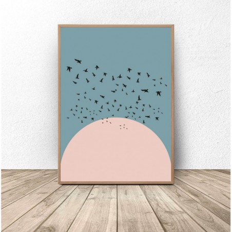 Plakat Ptaki nad Księżycem - Grafika na Ścianę | Scandi Poster