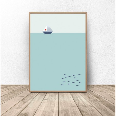 Plakat ilustracja "Łódka o świcie"