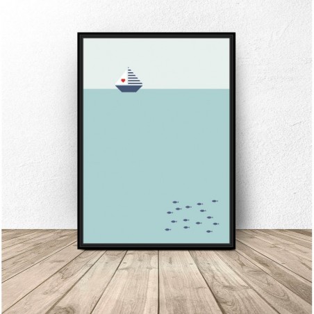 Plakat ilustracja "Łódka o świcie"