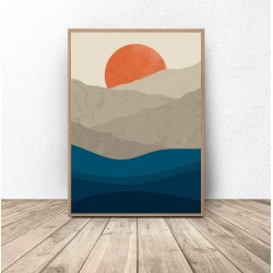 Plakat ilustracja "Górski zachód słońca"