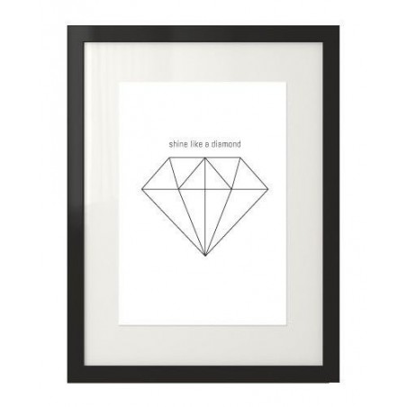 Plakát s diamantem a nápisem "Shine like a diamond" na bílém pozadí