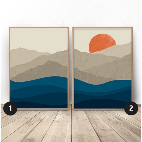 Zestaw dwóch plakatów"Zachód słońca w górach"