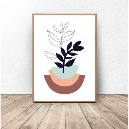 Plakat botaniczny "Roślina w kolorowej doniczce"