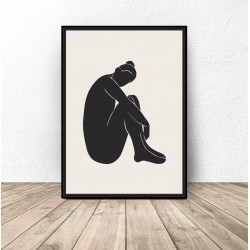Plakat minimalistyczny "Kobieta siedząca bokiem"