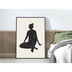Plakat minimalistyczny "Kobieta siedząca po turecku"