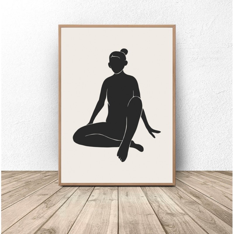 Plakat minimalistyczny Kobieta siedząca po turecku