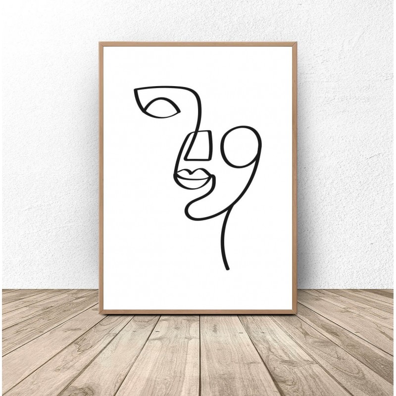 Plakat w stylu Picasso Jednoliniowa twarz