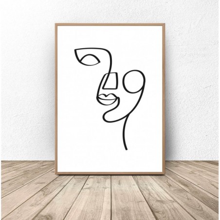 Plakat w stylu Picasso "Jednoliniowa twarz"
