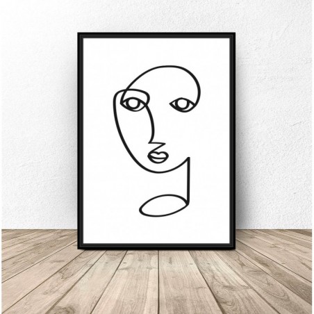 One line poster "Face" like Picasso