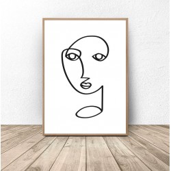 Plakat jedna linia "Twarz" jak Picasso