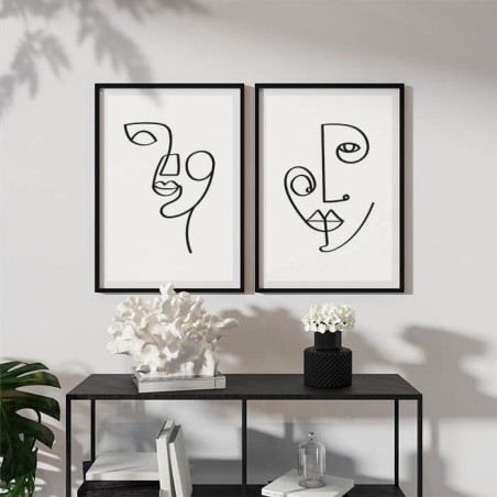 Zestaw Dwóch Plakatów z Twarzami w Stylu Picasso - Grafiki od 39zł! Sklep Internetowy | Scandi Poster