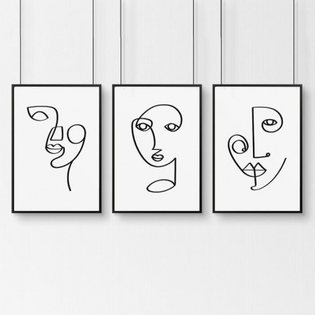 Zestaw Trzech Plakatów z Twarzami w Stylu Pabla Picasso - Grafiki od 39zł! Sklep Internetowy | Scandi Poster