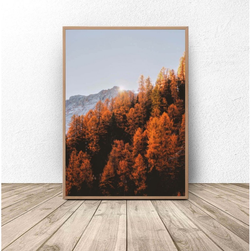 Plakat z górami Złota jesień