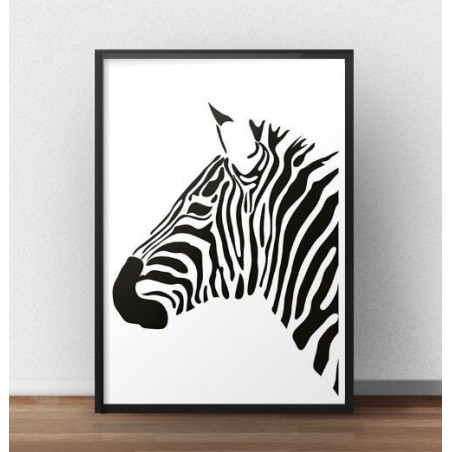 Plakát s hlavou zebry směrem doleva