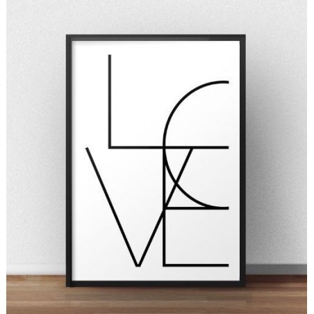 Typograficzny plakat z napisem "LOVE"
