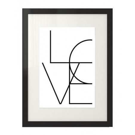 Typograficzny plakat z napisem "LOVE" do powieszenia na ścianie