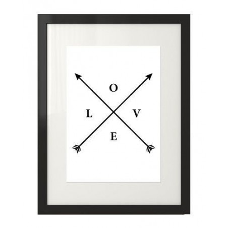 A poster with the inscription "LOVE" between crossed arrows in the boho style