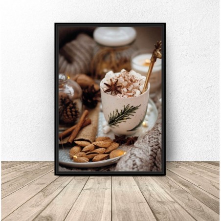 Christmas Poster "Cocoa with marshmallows" - Wall graphics | Scandi Poster