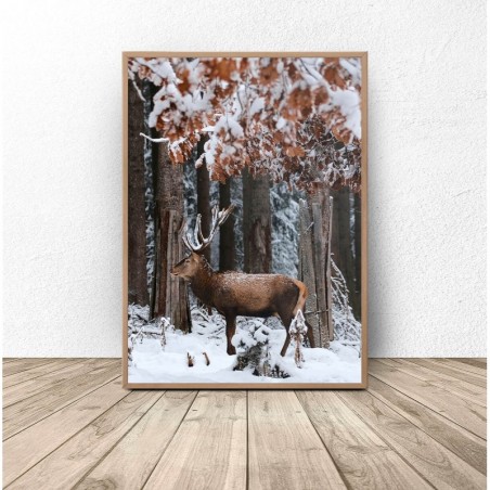 Poster with a deer among the trees