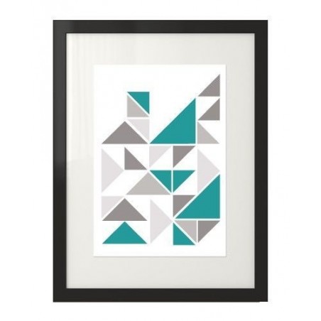 Plakat z trójkątami z turkusowym kolorem