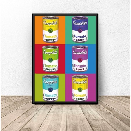 Plakat pop-art "Kolorowe puszki" Warhol 50x70
