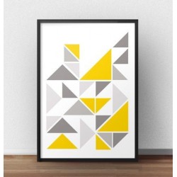 Skandynawska kompozycja trójkątów z akcentem koloru żółtego