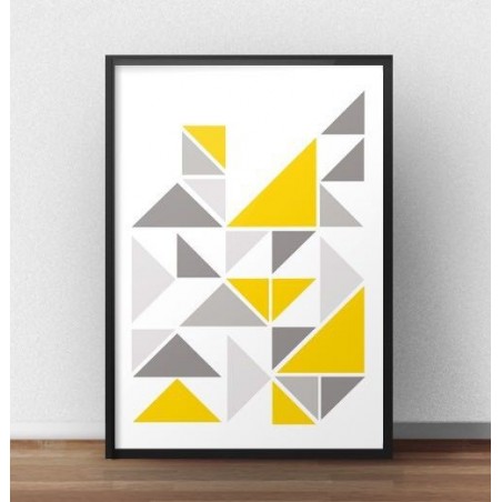 A Scandinavian composition of triangles with a yellow accent