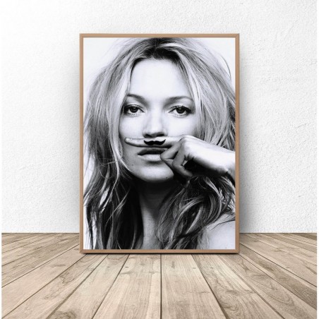 Poster "Kate Moss with a mustache" 50x70