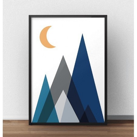 Scandinavian geometric wall poster "Mountains at night"