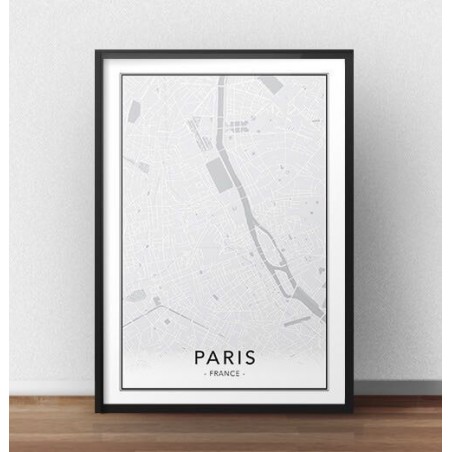 Skandynawski plakat z mapą Paryża do powieszenia na ścianie