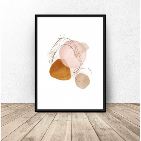Beige and copper abstract poster with wheels