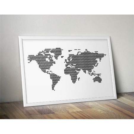 Plakát s mapou světa z teček je perfektní dekorací do ložnice i obývacího pokoje