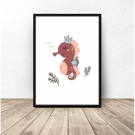 Children's poster "Raspberry seahorse"