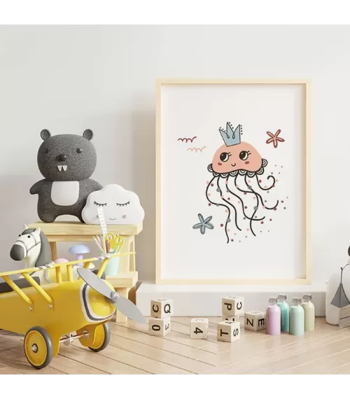 Plakat dla dzieci "Meduza" morska kolekcja