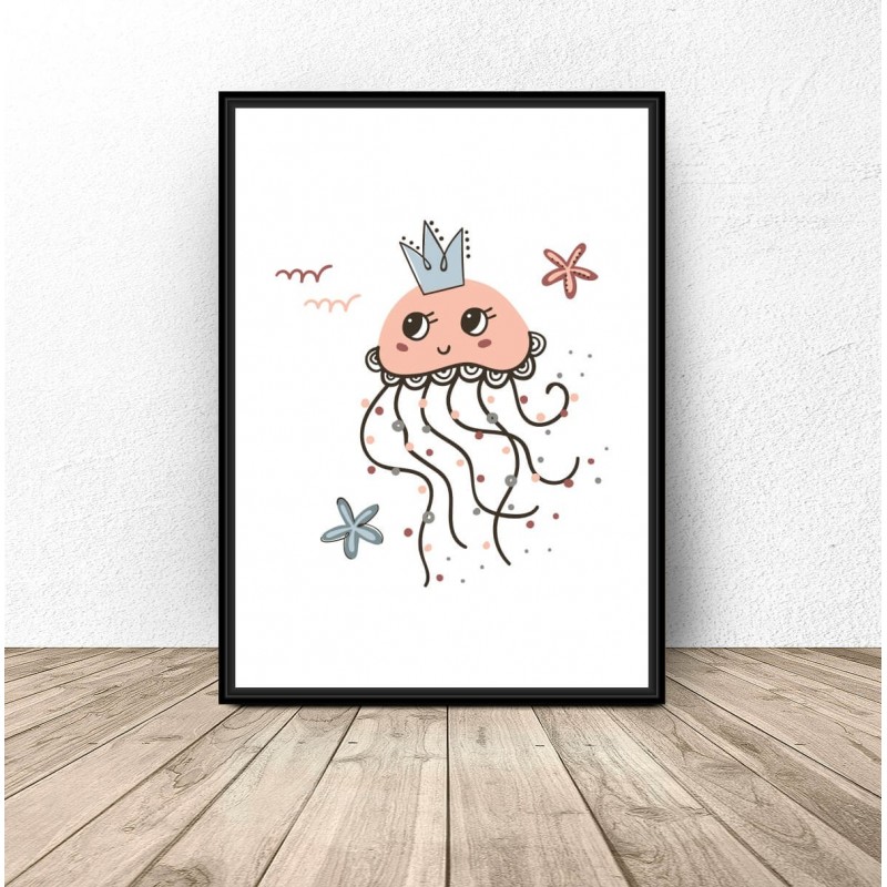 Plakat dla dzieci Meduza morska kolekcja