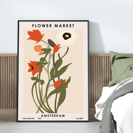 Retro poster with flowers "Flower Market Amsterdam" - Graphics from PLN 38.99! Online Store | Scandi Poster