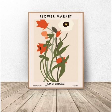 Plakat retro z kwiatami "Flower Market Amsterdam"- Grafiki od 38,99 zł! Sklep Internetowy | Scandi Poster