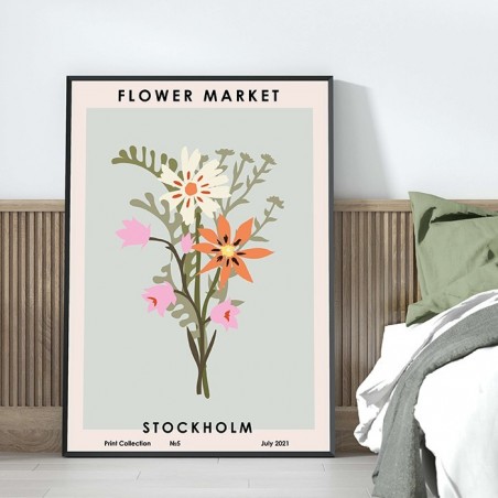 Plakat retro vintage z kwiatami "Flower Market Stockholm" - Grafiki od 38,99 zł! Sklep Internetowy | Scandi Poster