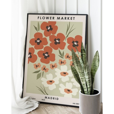 Retro vintage poster with flowers "Flower Market Madrid" - Graphics from PLN 38.99! Online Store | Scandi Poster