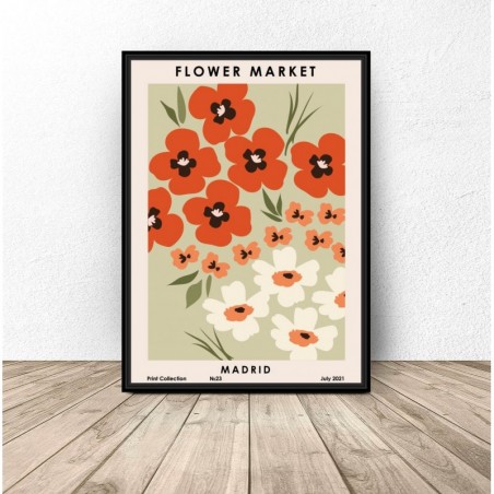 Plakat retro vintage z kwiatami "Flower Market Madrid" - Grafiki od 38,99 zł! Sklep Internetowy | Scandi Poster